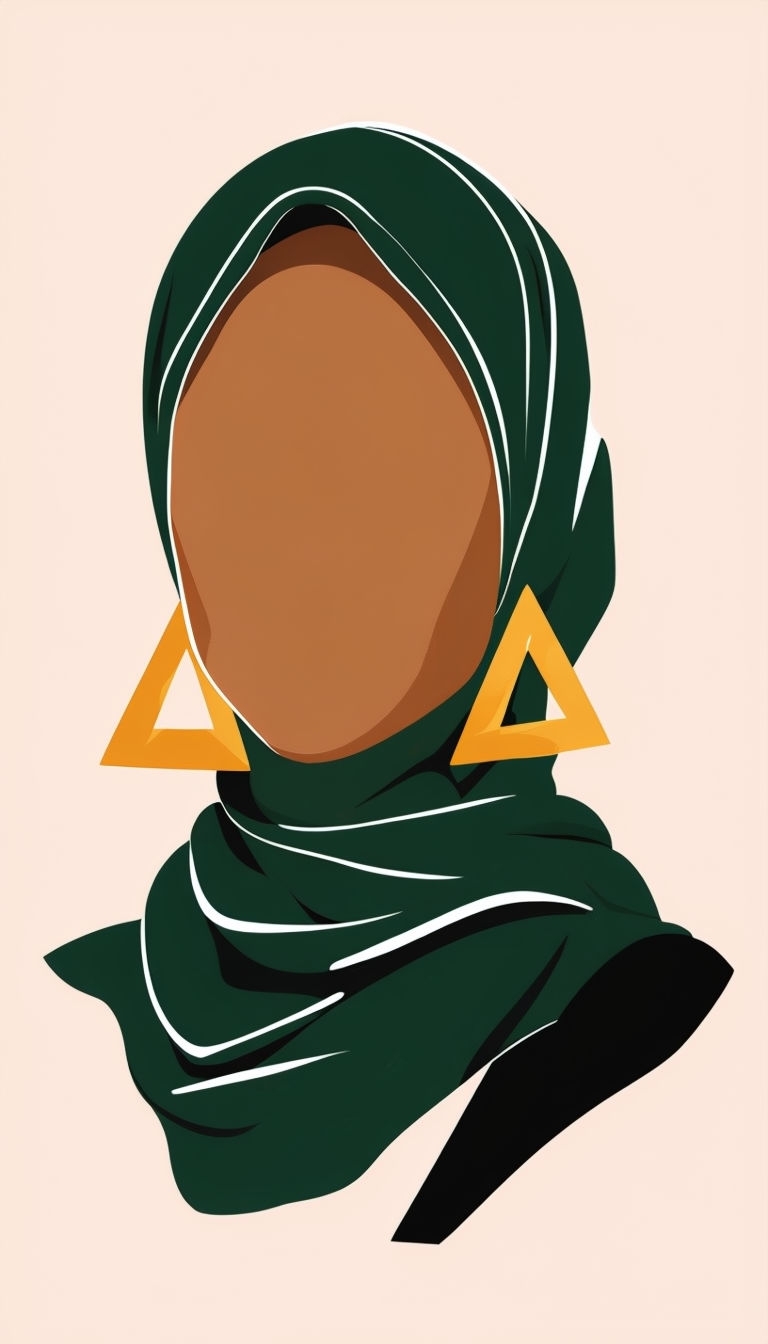 Minimalist Portrait of Woman in Green Hijab Phone Case Cover