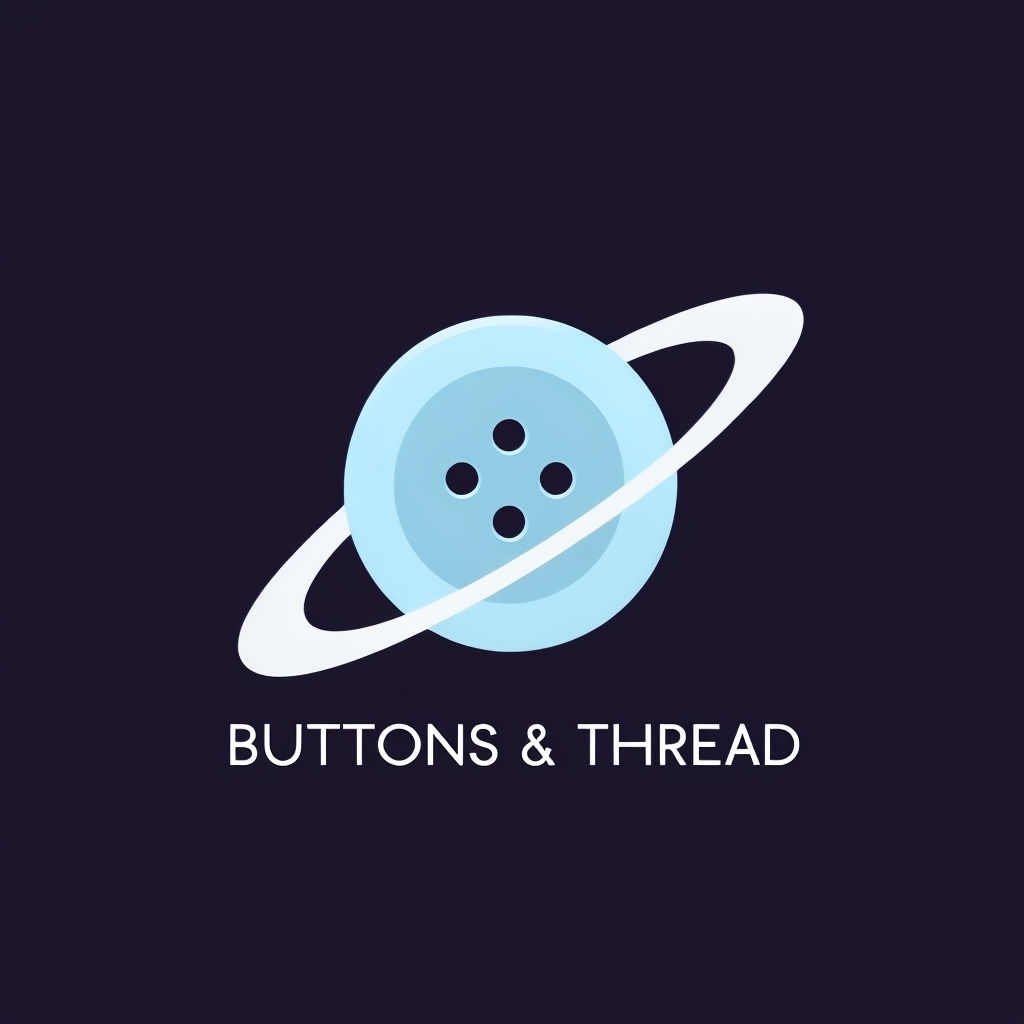 Minimalist Light Blue Button Logo with Saturn Ring Design Logo