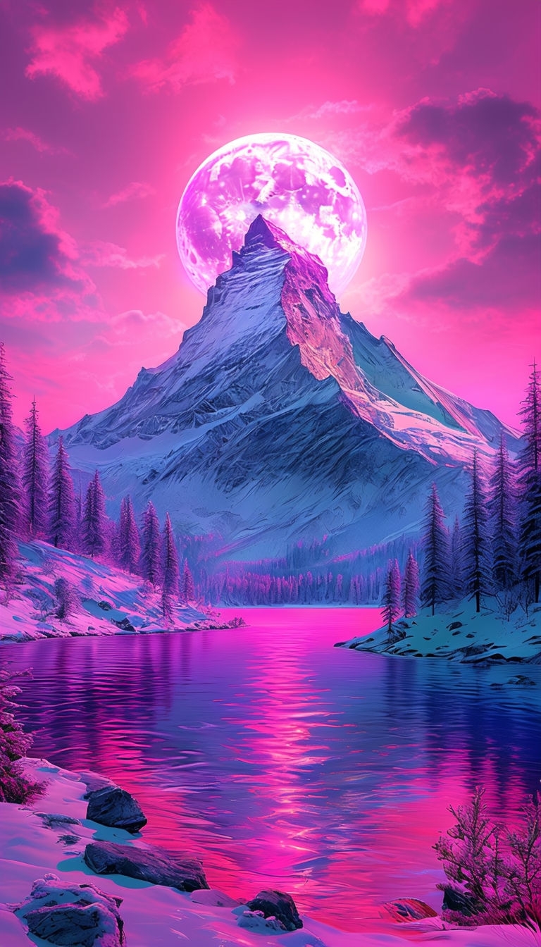 Majestic Snow-Capped Mountain Sunset Landscape Mobile Wallpaper
