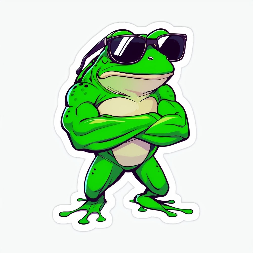 Confident Cartoon Frog with Sunglasses Fun Sticker