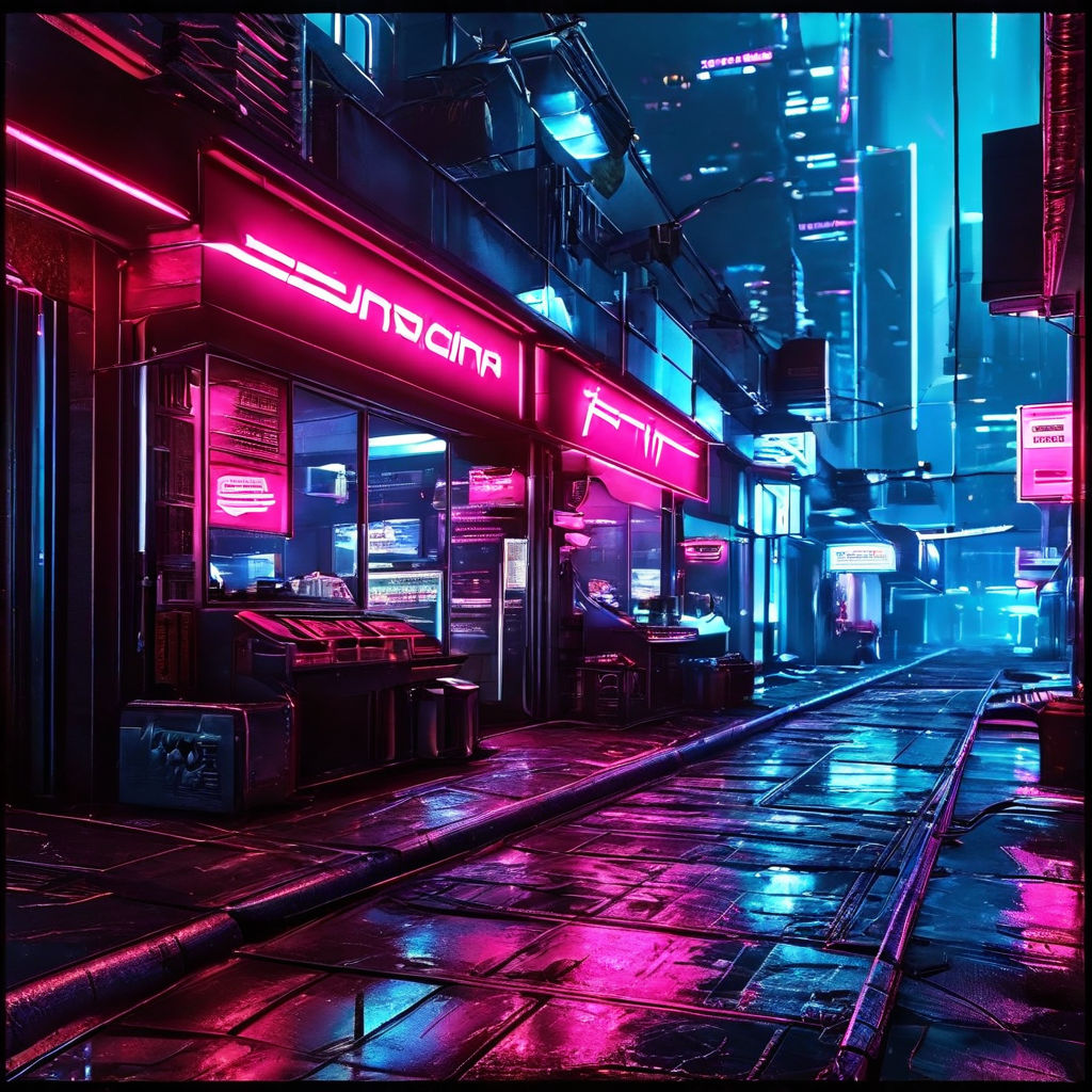 Synthwave cyberpunk tron neon storefront page by Martin Bush - Playground