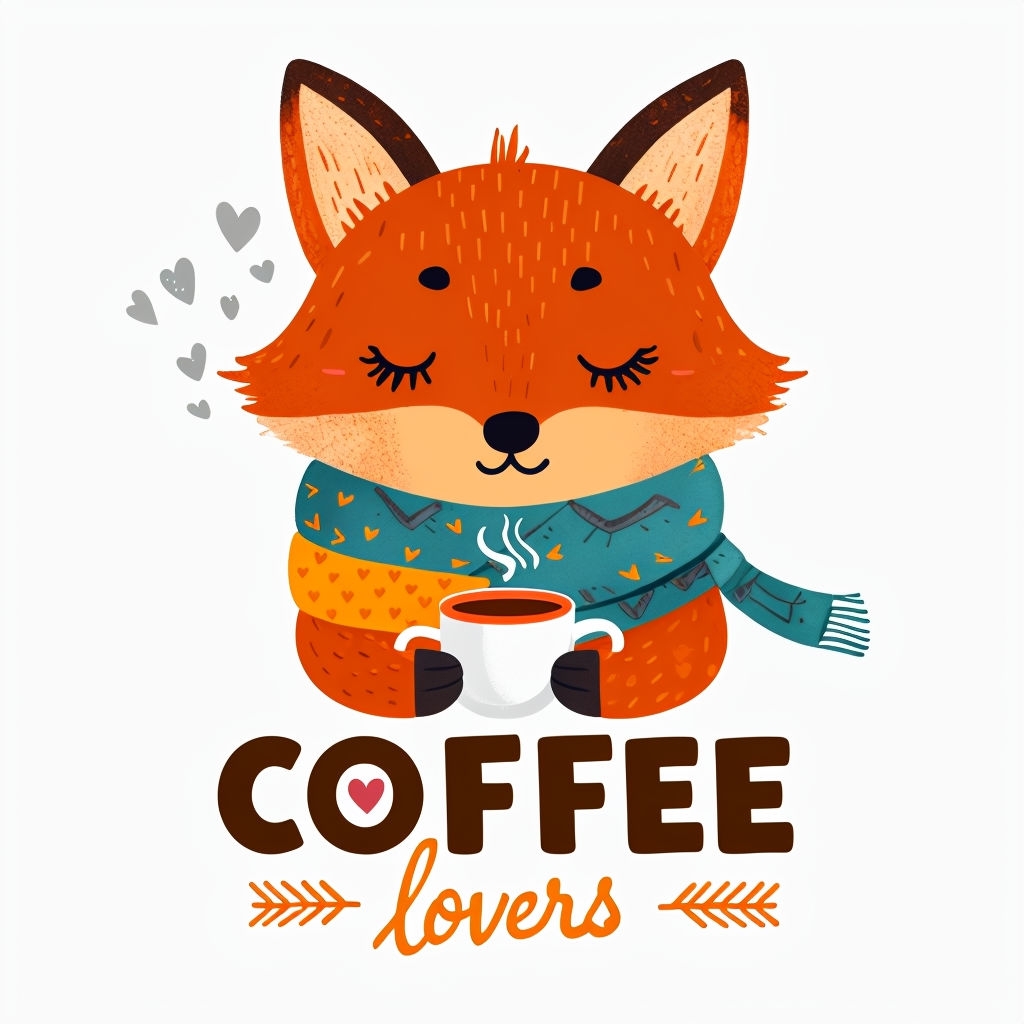 Whimsical Cartoon Fox Coffee Lover Illustration Mug