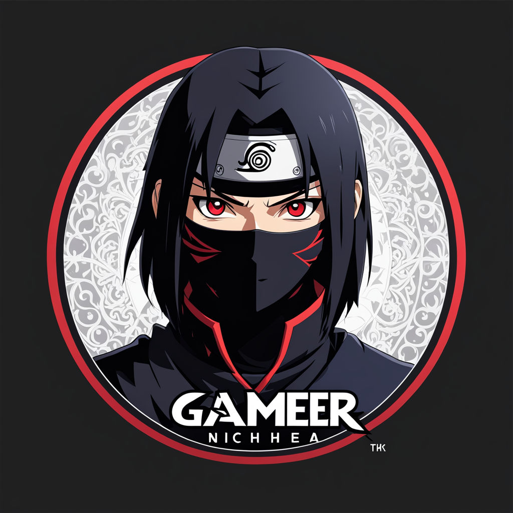 a logo for youtube gamer in the theme of Itachi Uchicha