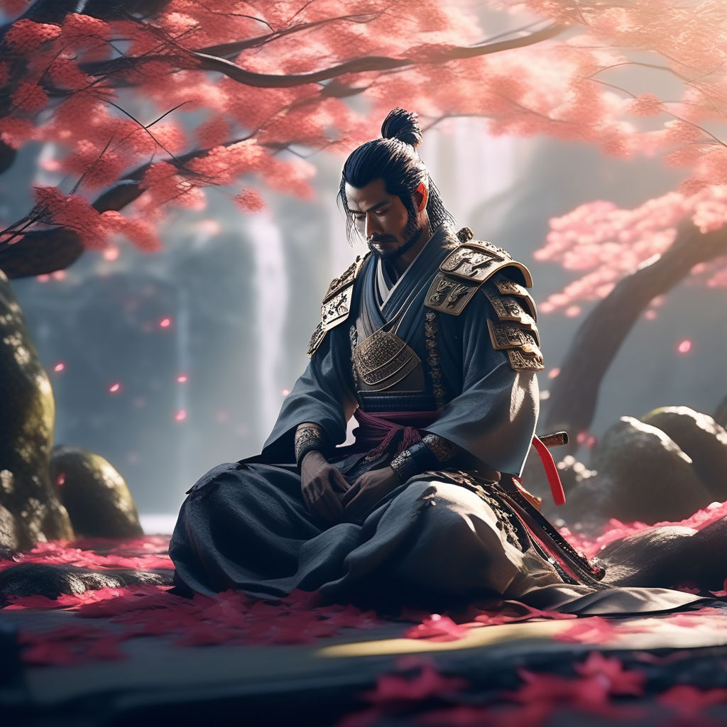 Visualize A Samurai Warrior Meditating Upon Their Own Mortal By Eren