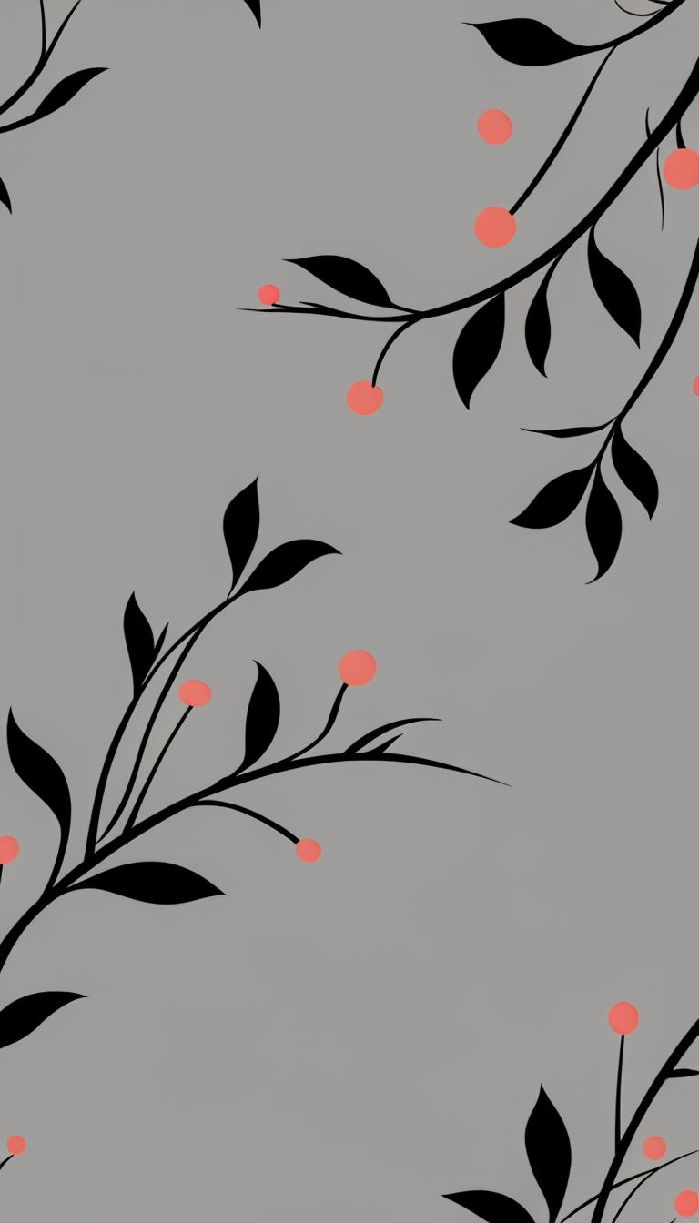 Elegant Minimalist Floral Pattern with Pink Accents Mobile Wallpaper