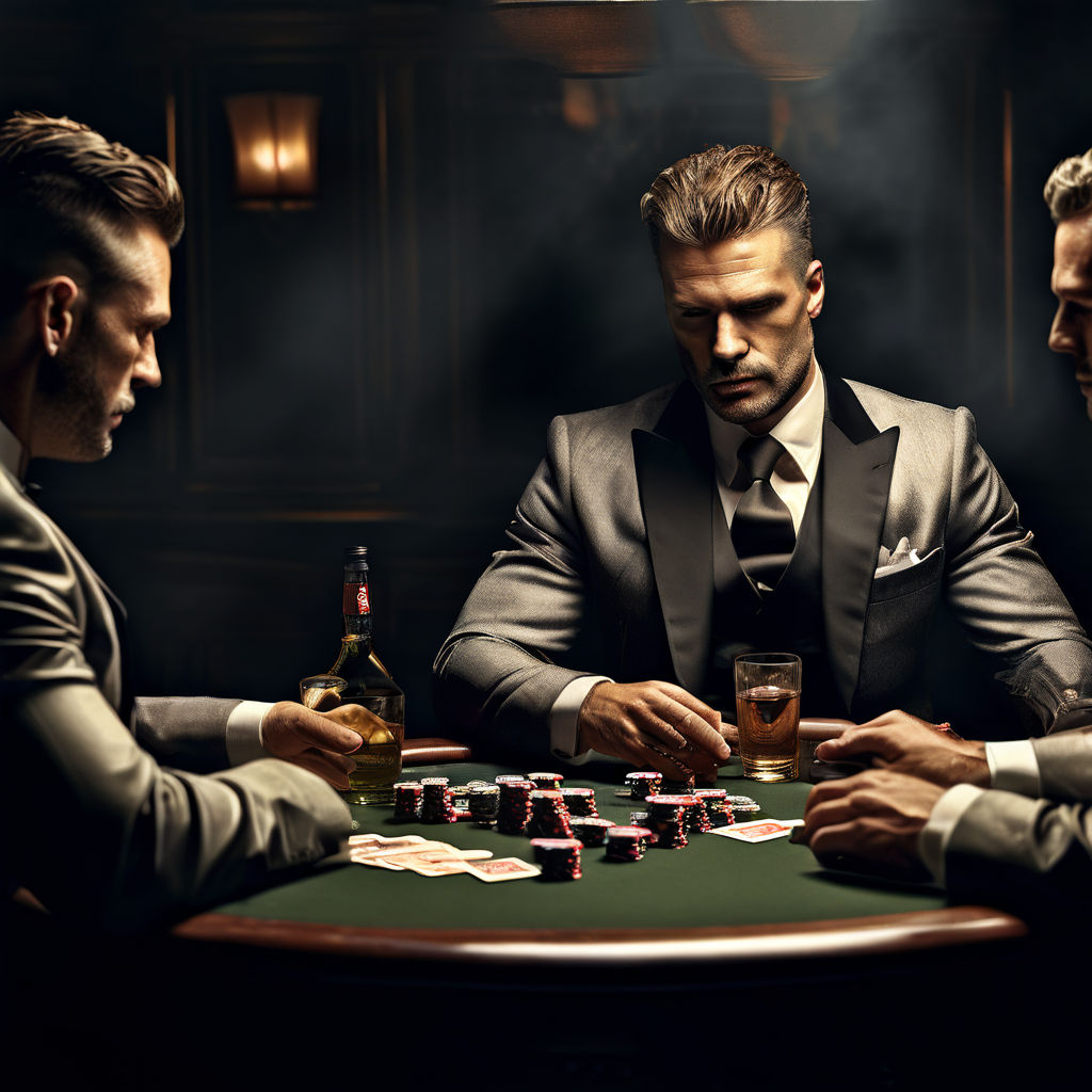 Three different men playing strip poker