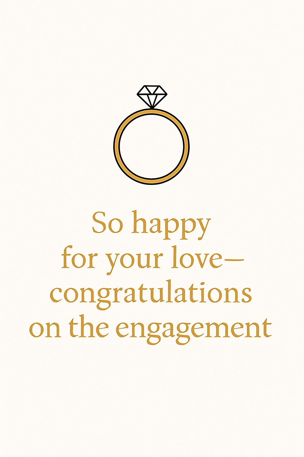 Elegant Minimalist Engagement Card with Ring Illustration Cards & Invites