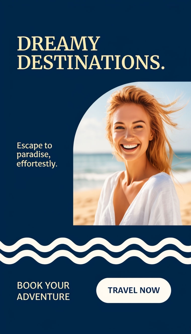 Dreamy Beach Destinations Travel Advertisement Design Ads