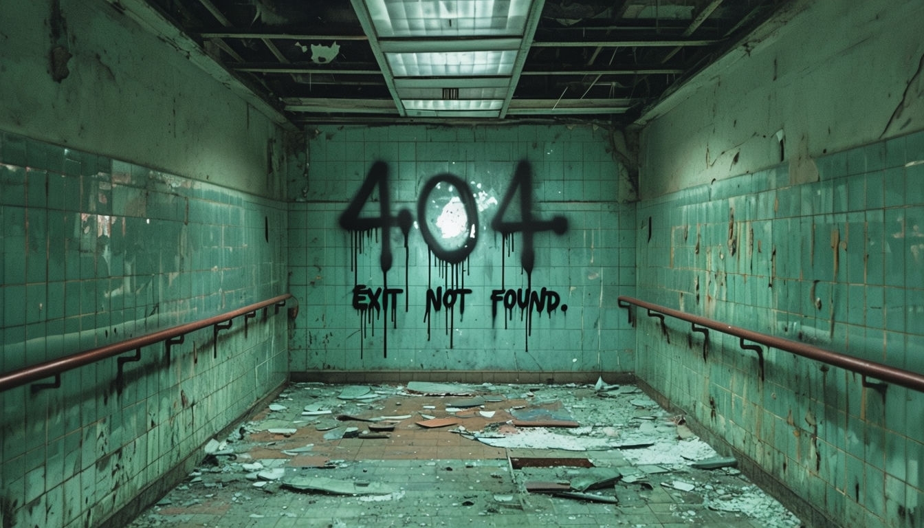 Eerie Abandoned Hallway with Graffiti Background Image for Virtual Backgrounds