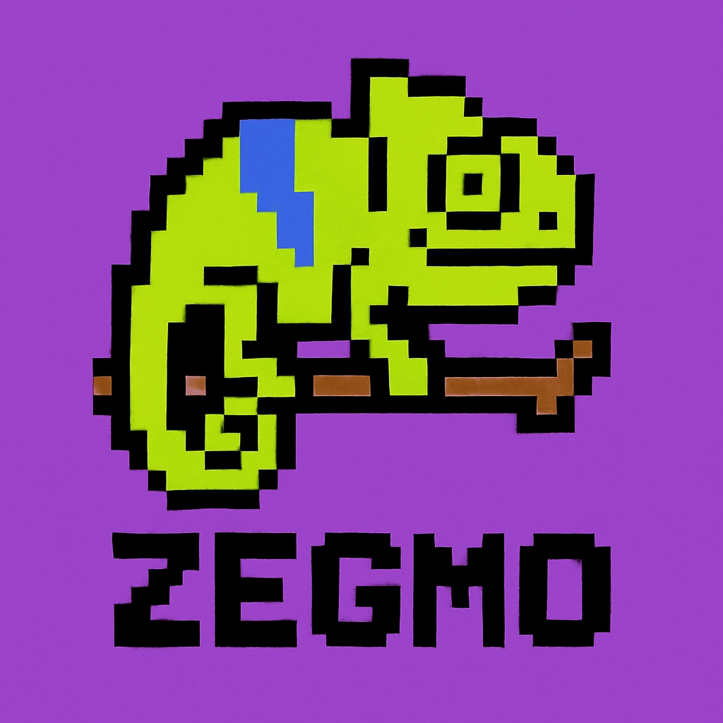 Vibrant Pixelated Chameleon Retro Logo Design