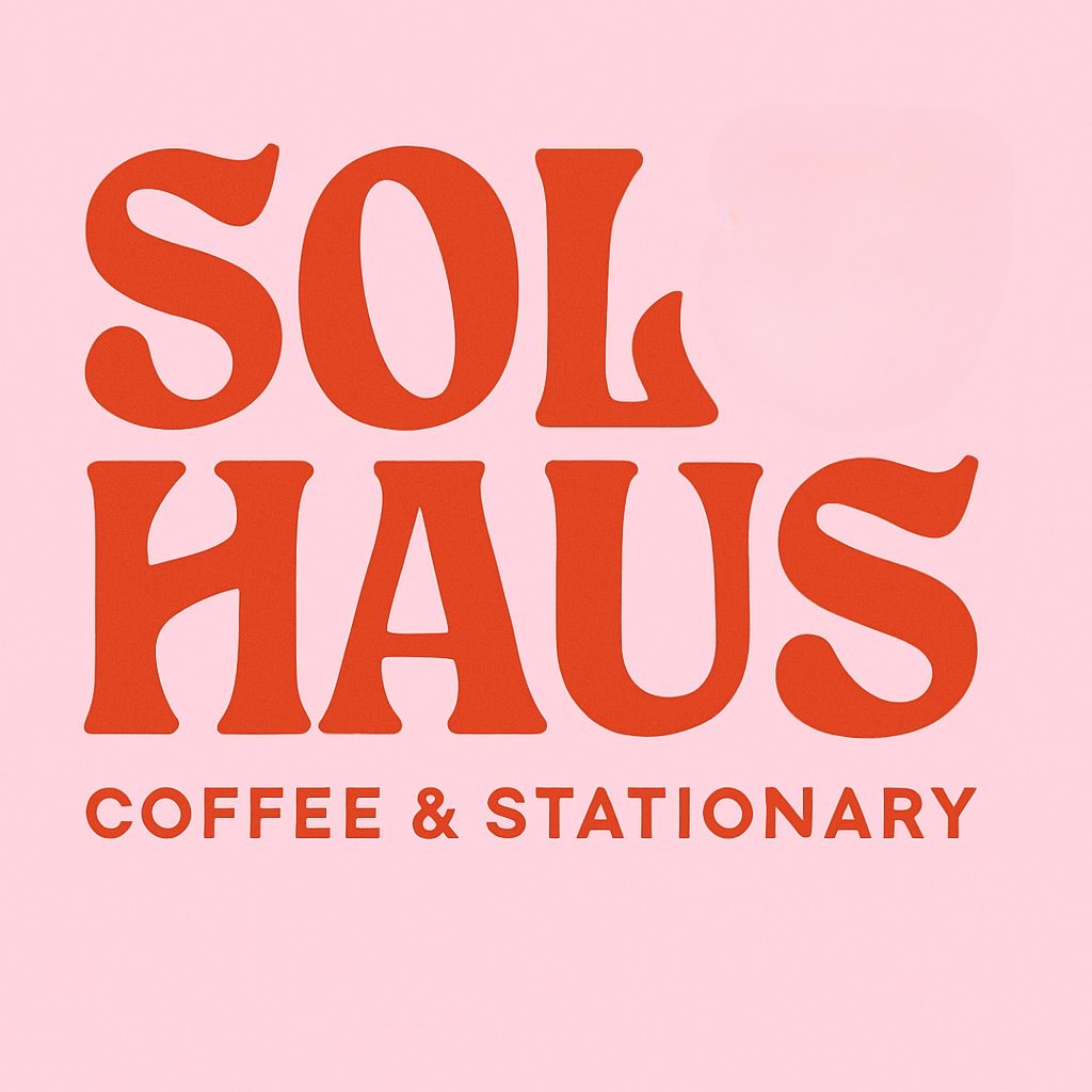 Modern Minimalist Sol Haus Coffee Logo on Pink Background