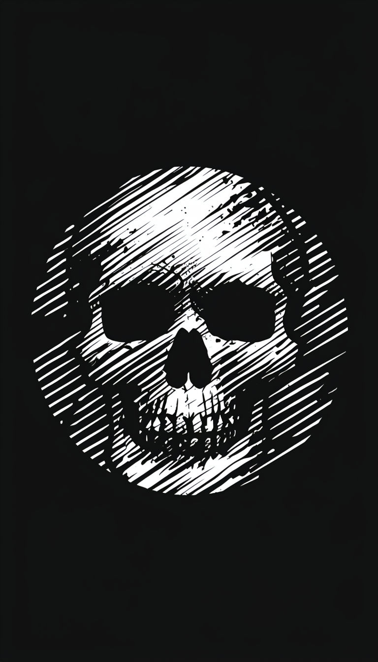 Striking Black and White Skull Design Phone Case Cover
