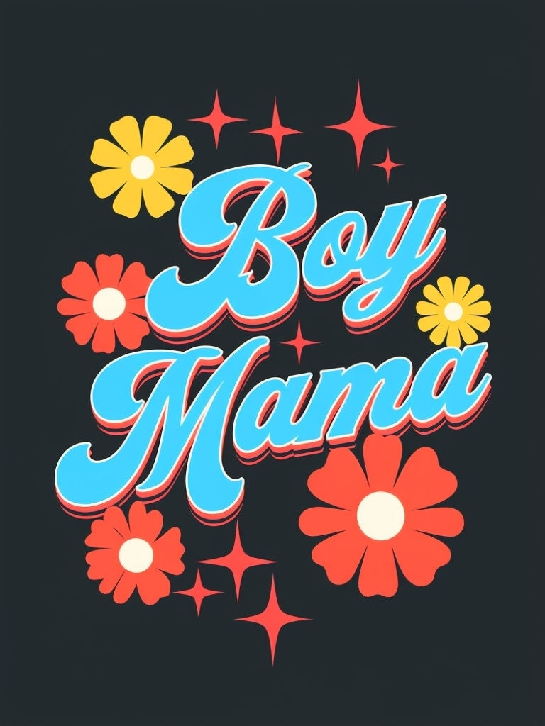 Bold Retro Boy Mama Graphic Design T-Shirt