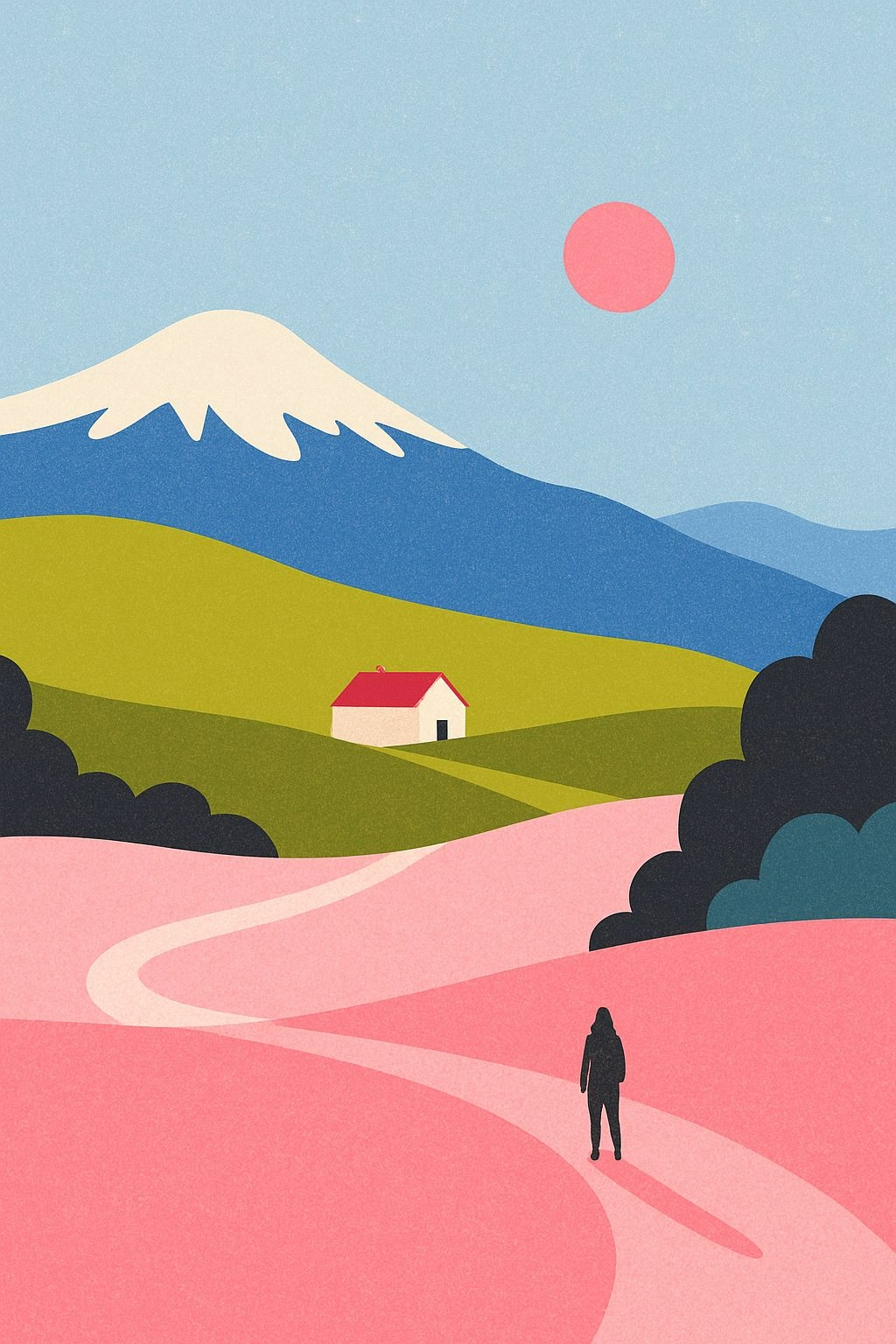 Serene Minimalist Landscape Illustration T-Shirt