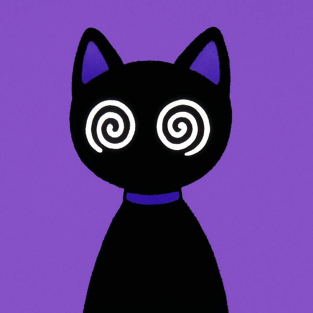 Stylized Black Cat Illustration on Lavender Background T-shirt