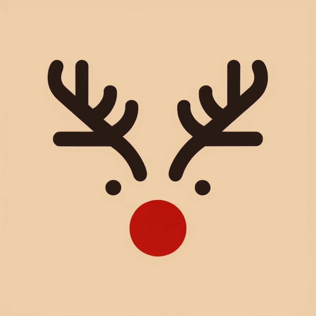 Minimalist Reindeer Face Logo on Beige Background