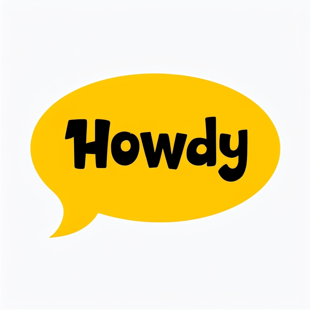 Bright Yellow Howdy Speech Bubble Minimalist Sticker