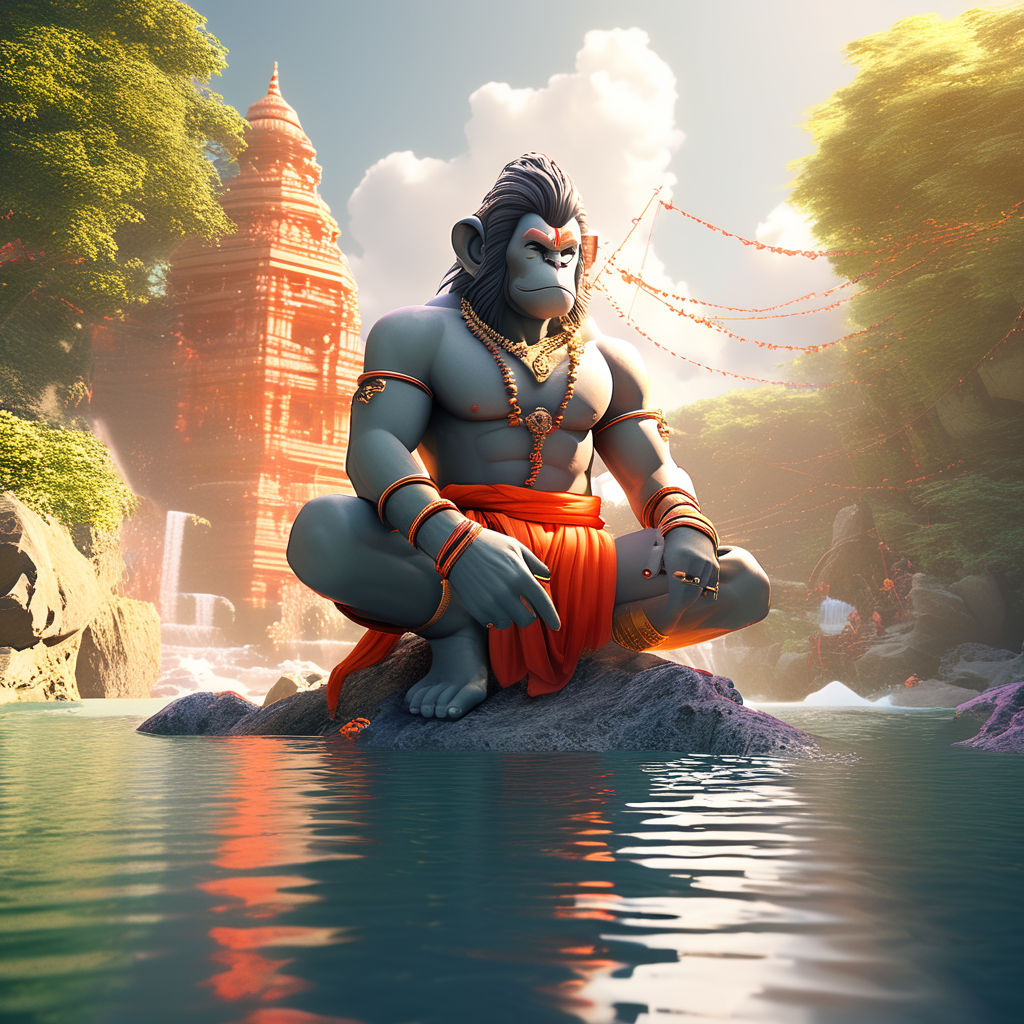 Lord hanuman having tail inside the river by SHORYA SHOBHIT SHRIVASTAVA ...