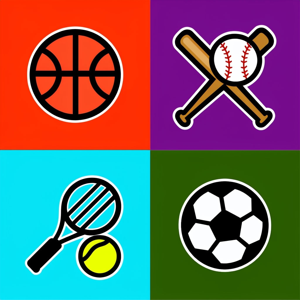 Colorful Sports Equipment Graphic Illustration Seamless Pattern