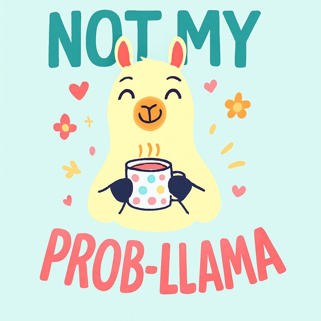 Cheerful Yellow Llama Holding Polka Dot Mug Illustration Mug
