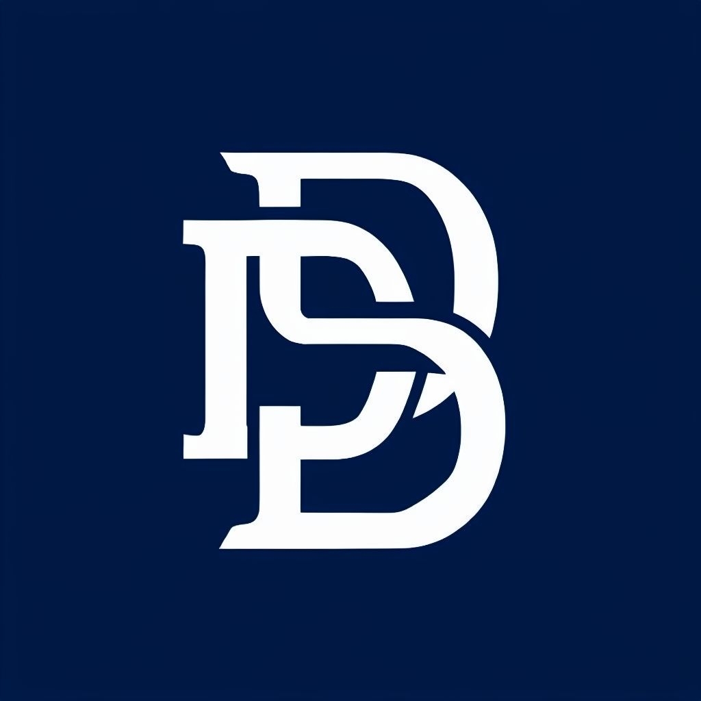 Elegant Interlocking DSPB Logo Design on Navy Blue Background Monogram