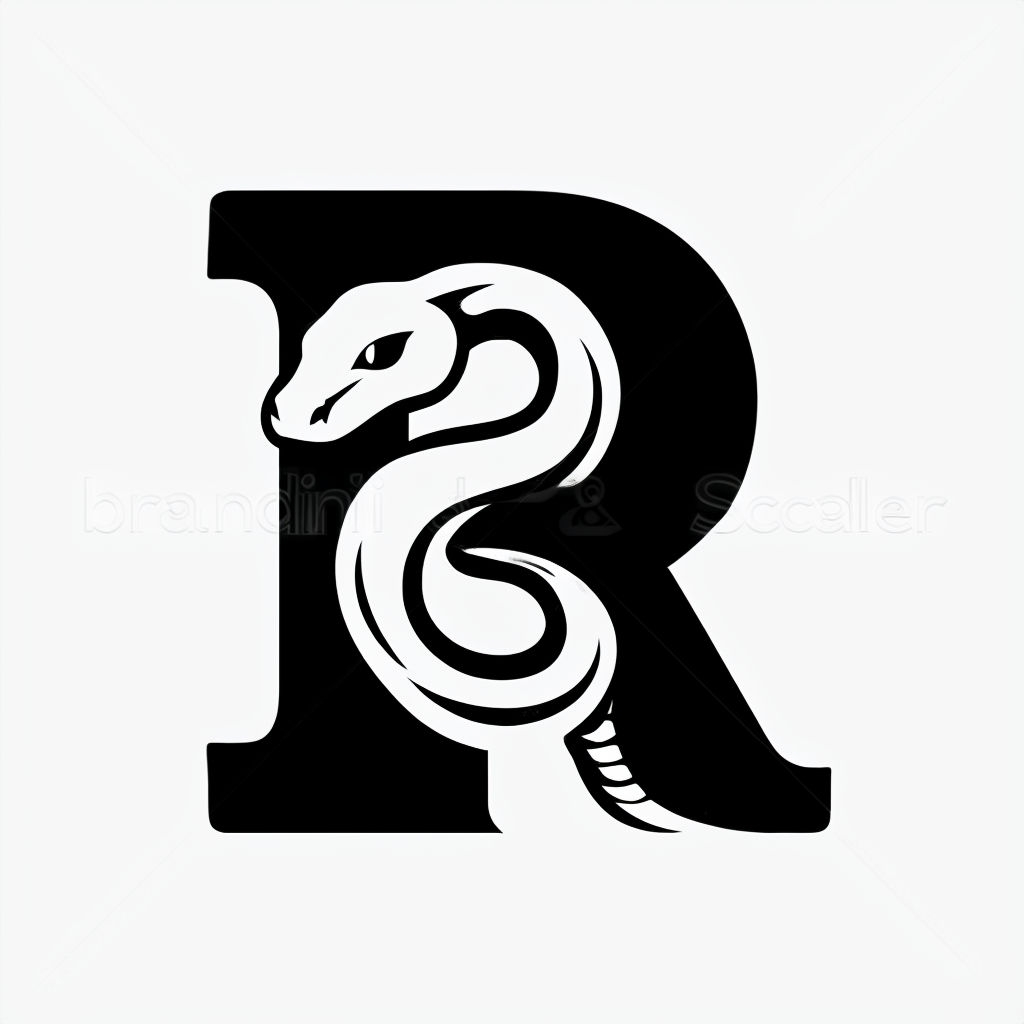 Stylish Minimalist Black R with Integrated Snake Logo