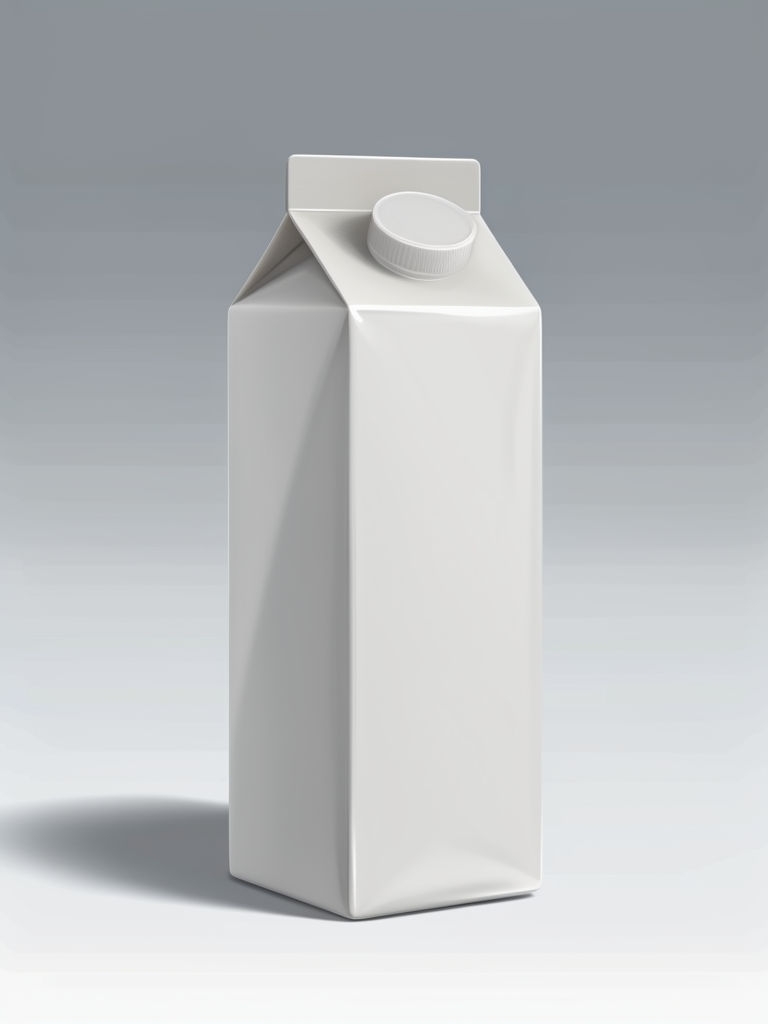 Minimalist White Milk Carton Vector Rendering Mockup