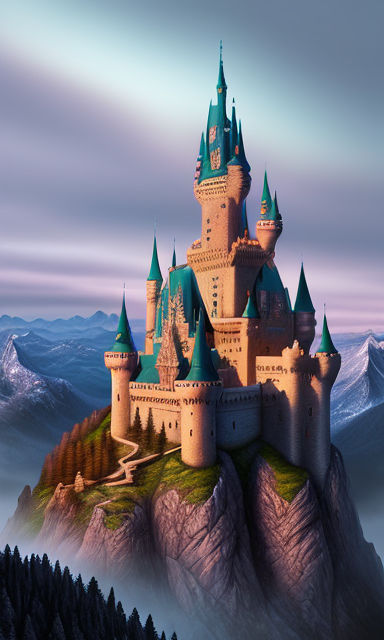 Castle carving into mountain. highly detailed by Jeffsu - Playground