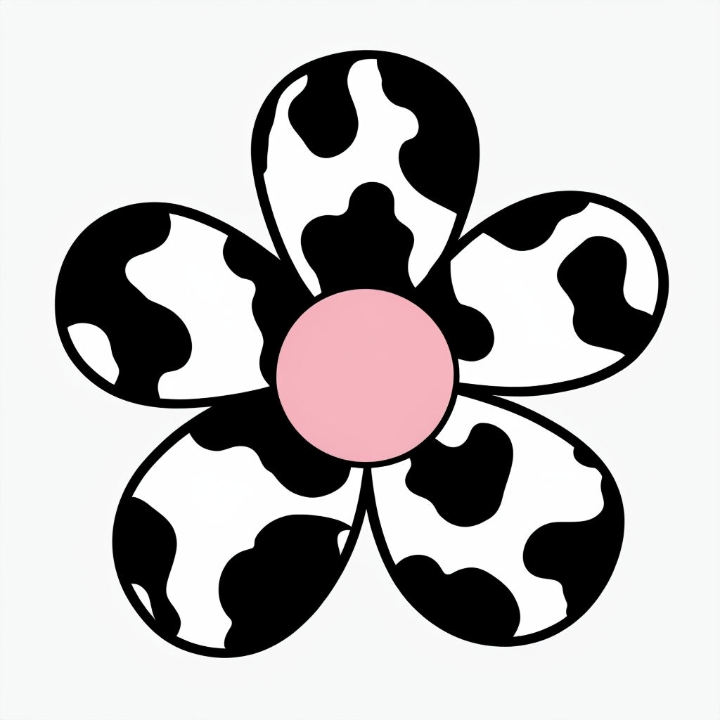 Cow Print Flower Illustration on White Background Sticker