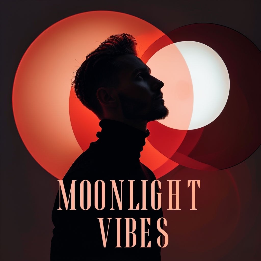 Moonlight Vibes Dramatic Portrait with Geometric Background Sticker