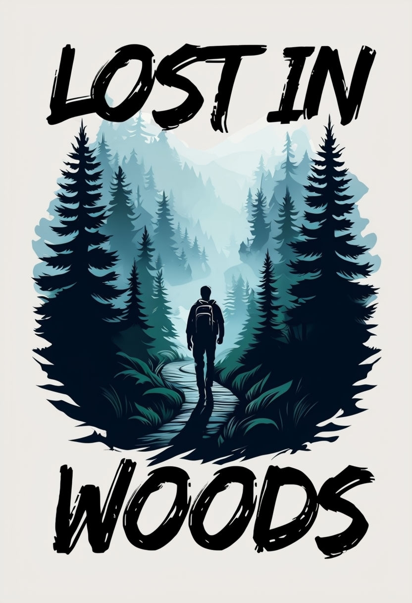 Lost in the Woods Solitary Figure Graphic Art Poster