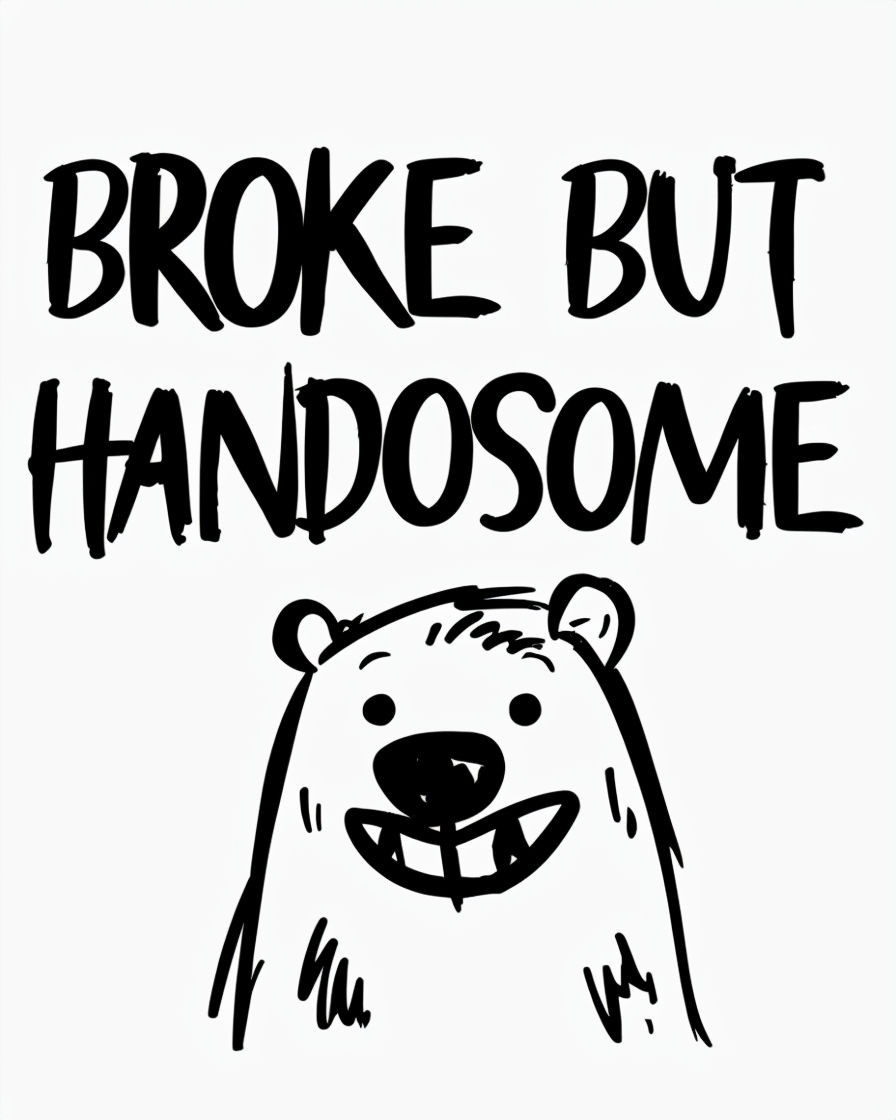 Broke But Handsome Cartoon Bear Minimalist T-Shirt