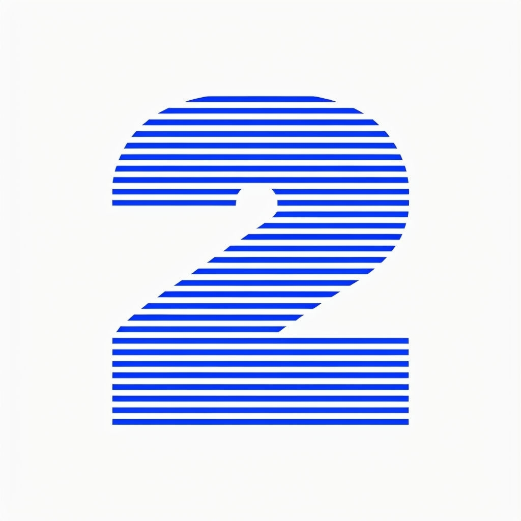 Stylized Blue '2' Character Minimalist Graphic Mug