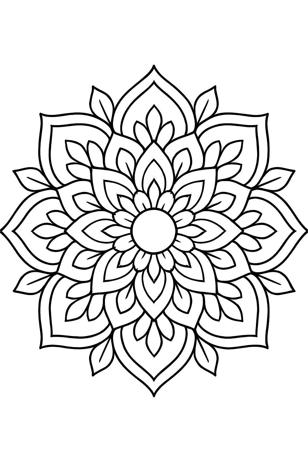 Intricate Black and White Mandala Flower Design Coloring Page