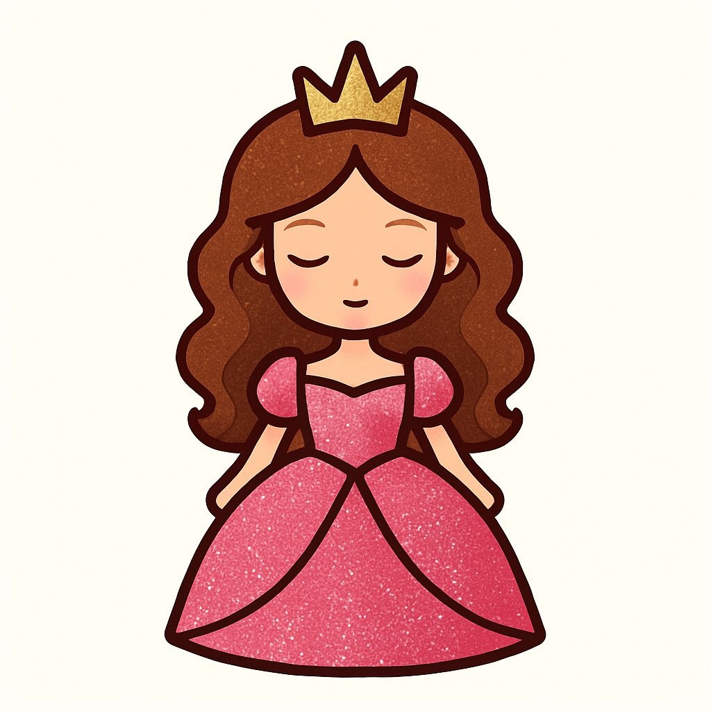 Charming Anime Princess in Pink Dress Illustration Sticker