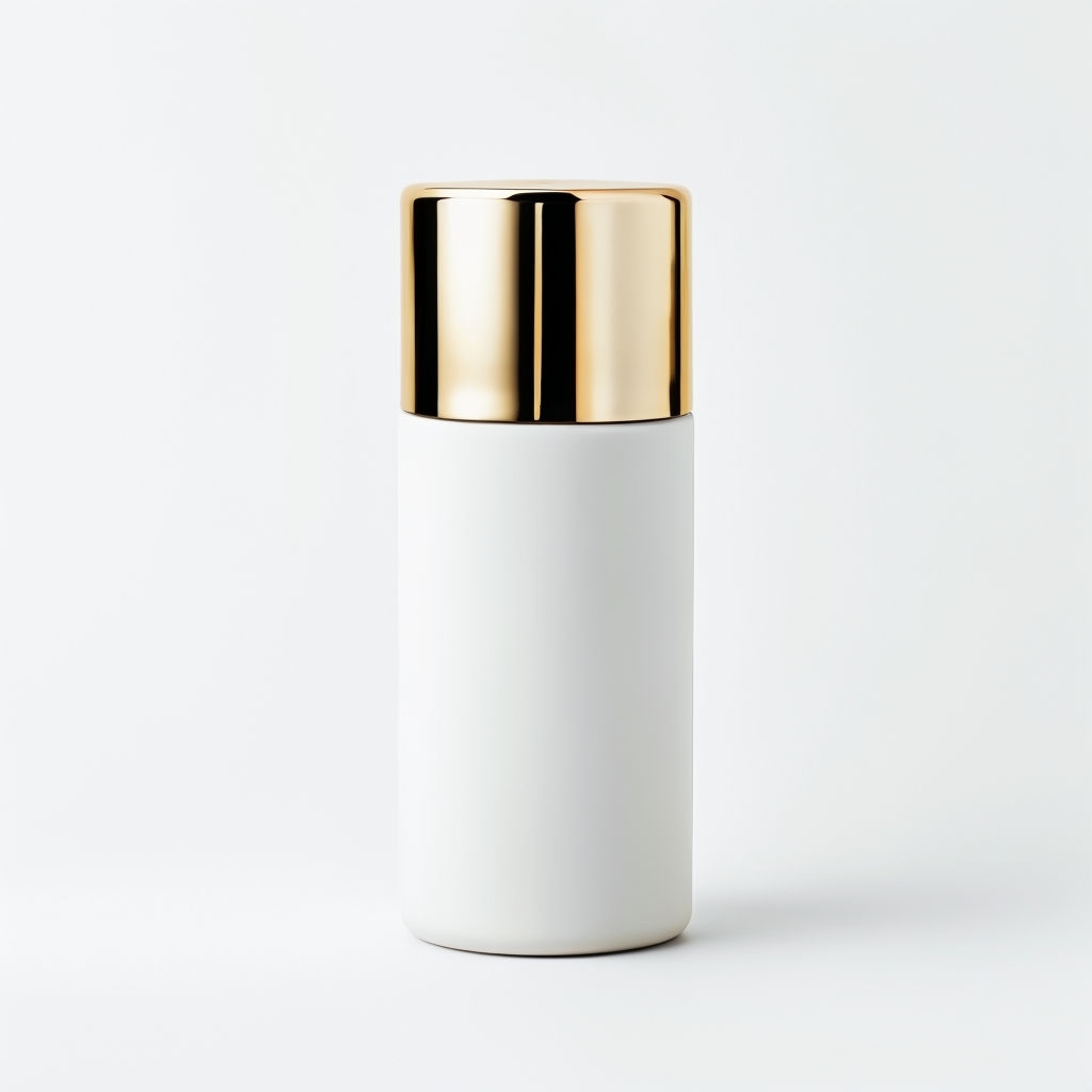 Minimalist White Bottle with Gold Cap Product Mockup