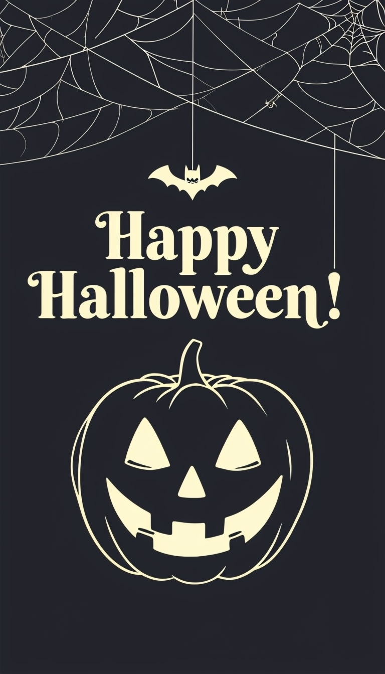 Minimalist Grinning Jack-o'-Lantern Halloween Poster Design Mobile Wallpaper