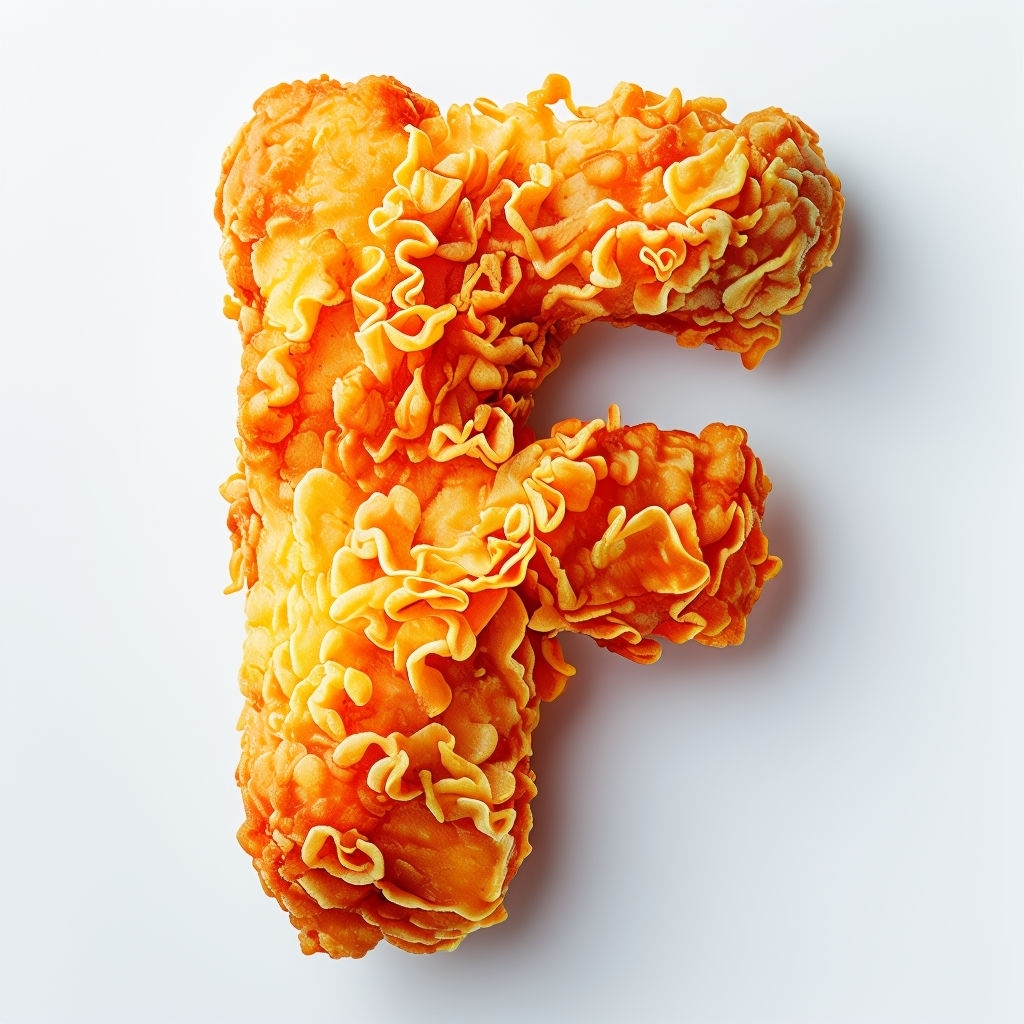 Crispy Fried Chicken Letter F Close-Up Illustration Monogram