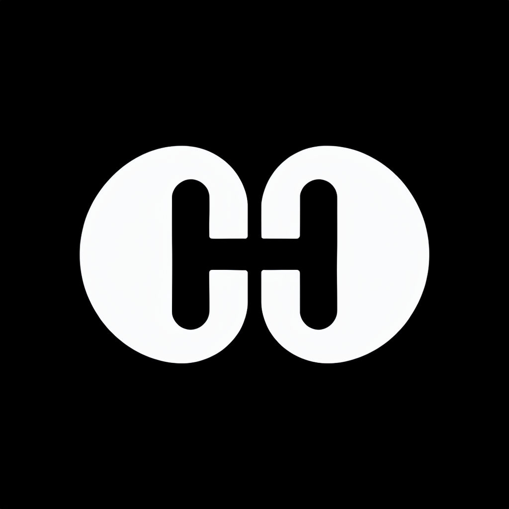 Minimalist White Stylized H Logo on Black Background Design Logo