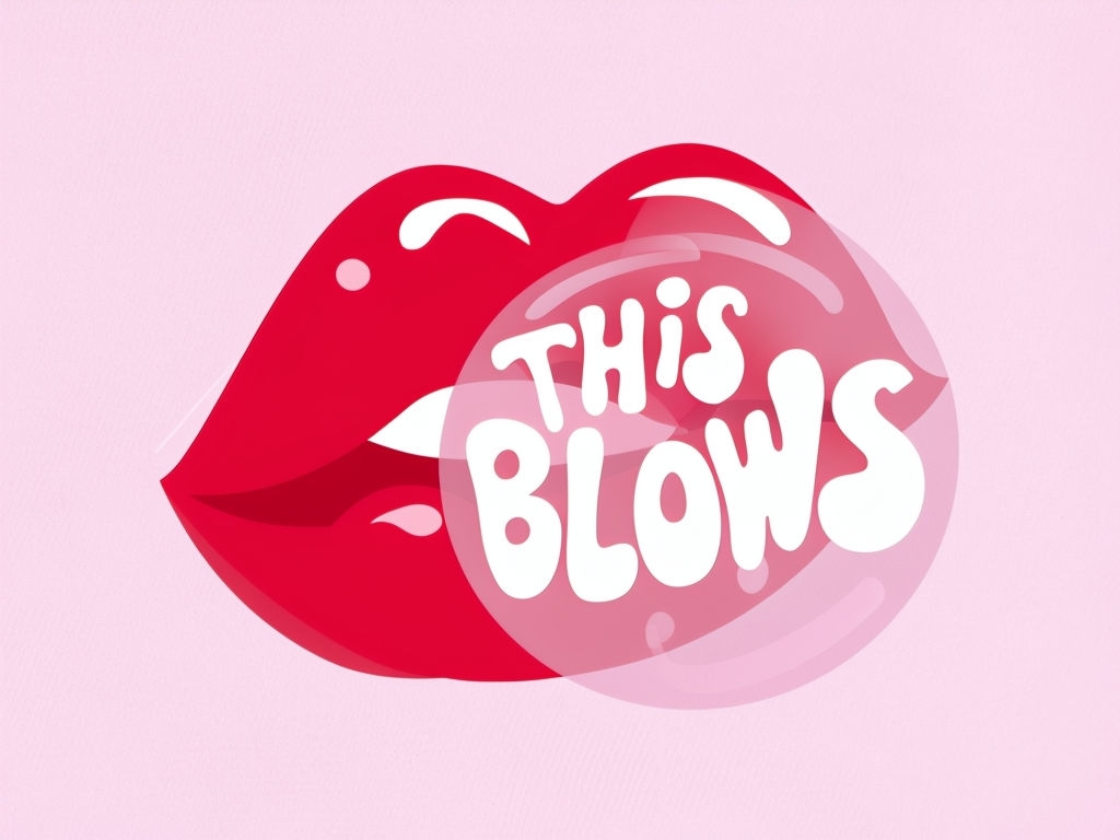 Playful Red Lips with 'THIS BLOWS' Text Graphic T-Shirt