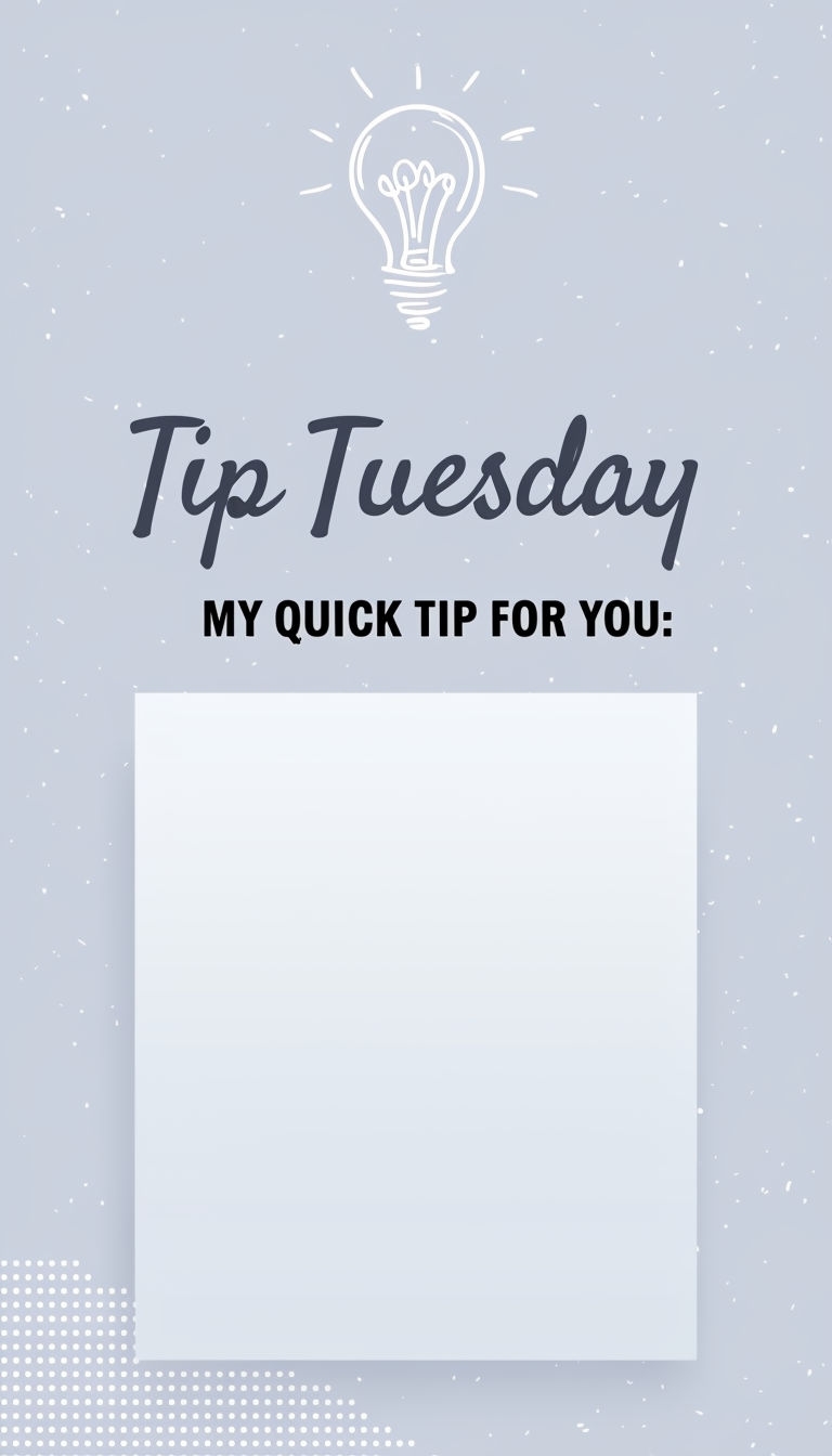 Tip Tuesday Minimalist Lightbulb Graphic Design Social Media Post