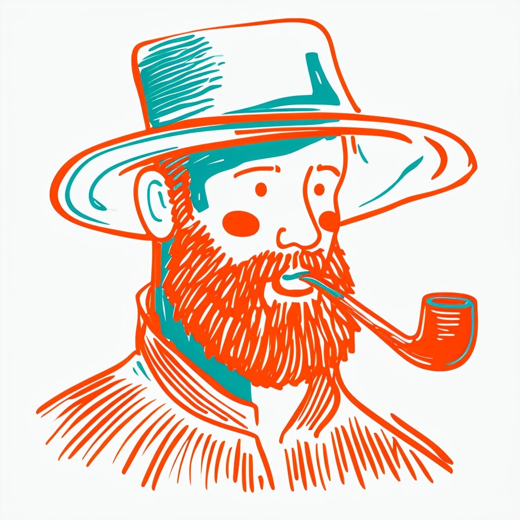Whimsical Cartoon Bearded Man with Pipe T-Shirt
