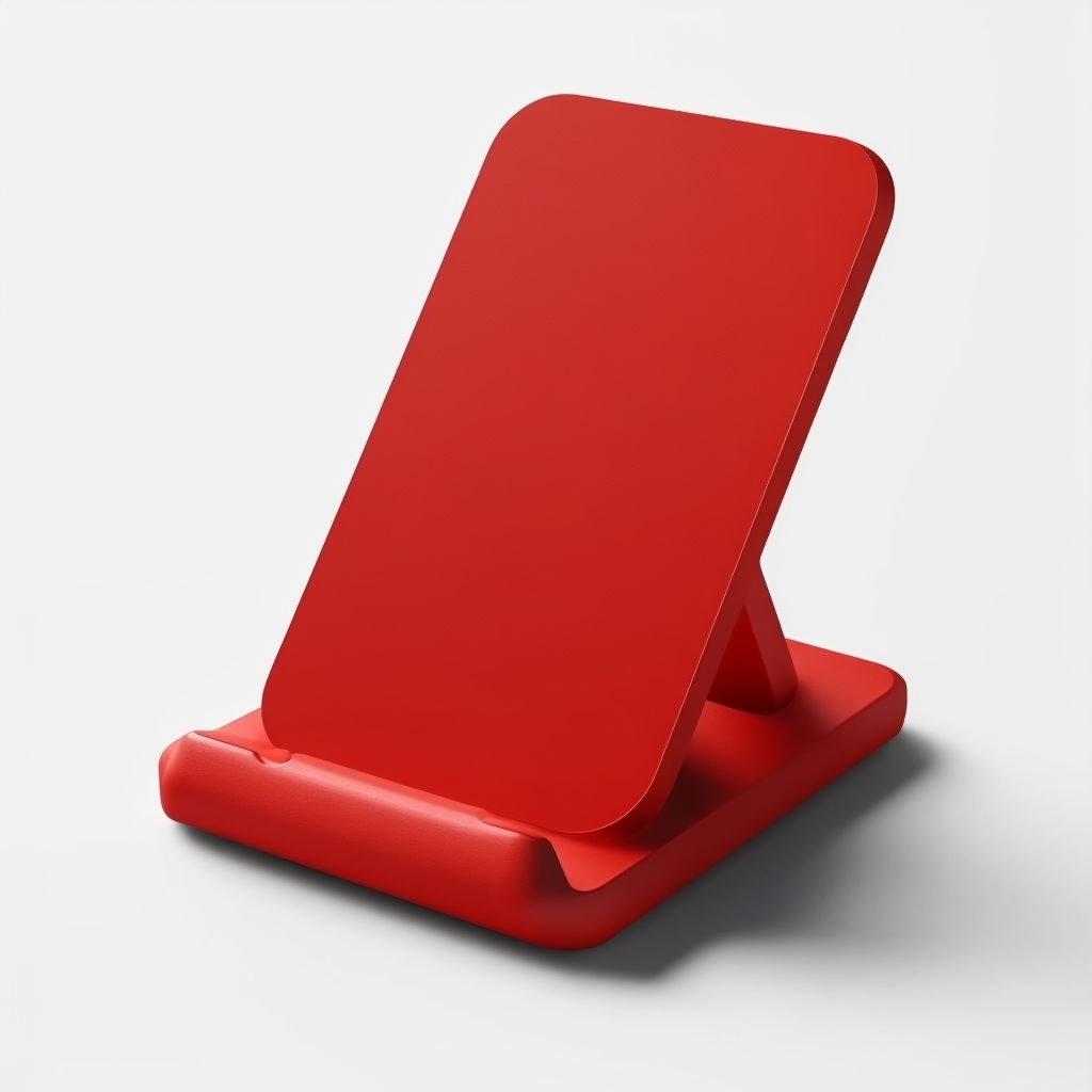 Bold Matte Red Minimalist Phone Stand Mockup