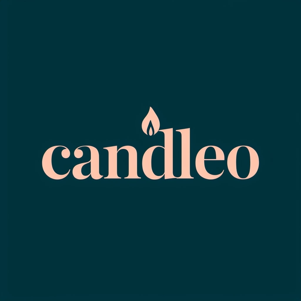 Elegant Minimalist Candleo Logo Design with Stylized Flame