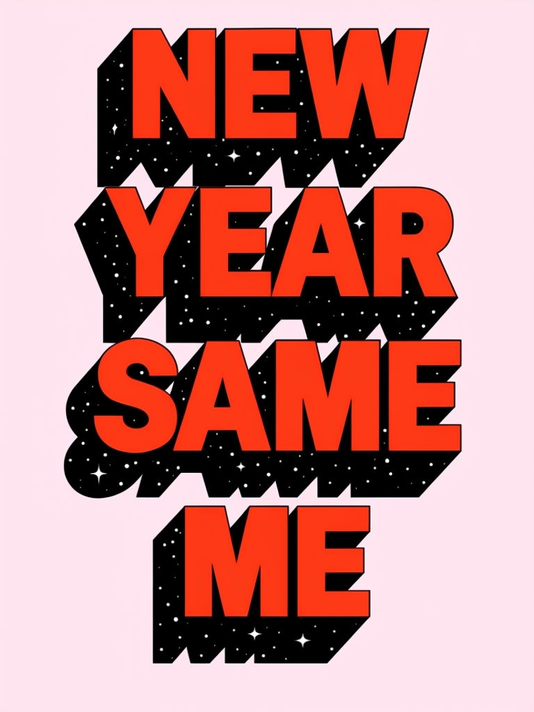 New Year Same Me Motivational Cosmic Text Poster