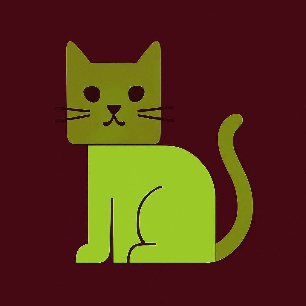 Playful Minimalist Lime Green Cat Illustration T-Shirt