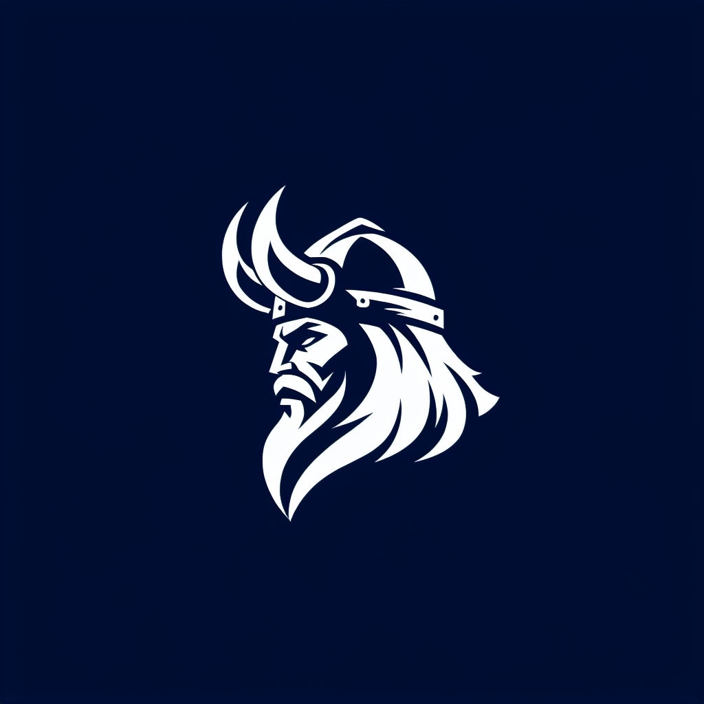 Minimalist Viking Warrior Logo on Navy Background for Hats