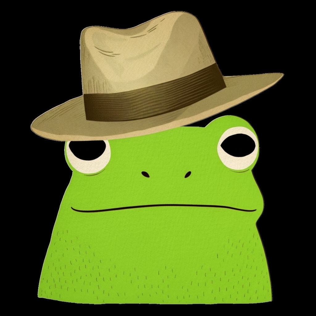 Playful Lime Green Frog with Fedora Illustration Sticker