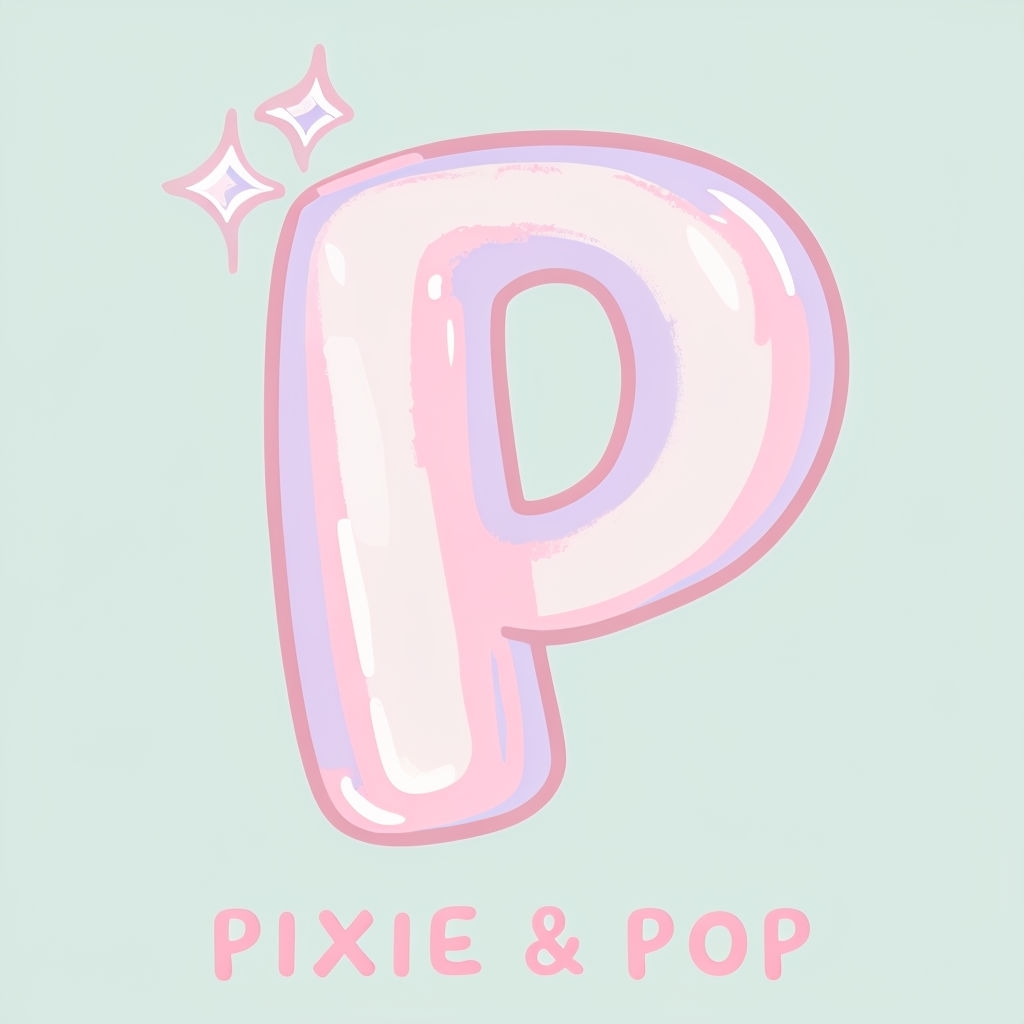 Whimsical Pastel P Logo with Playful Text Design Monogram