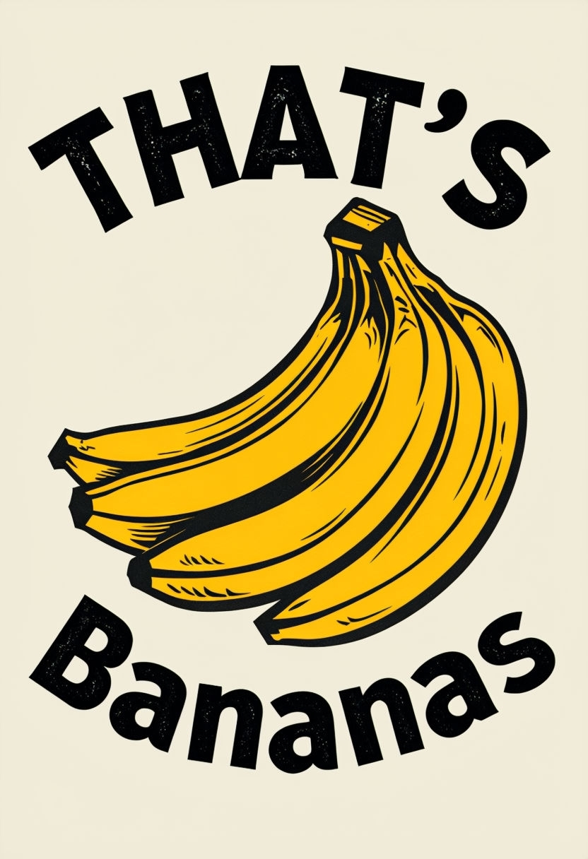 Bold Retro Bananas Graphic Design T-Shirt